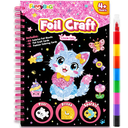 FUNNYB&G Foil Art Craft Kit for Kids, Sparkly Birthday Gift Toy for Girls