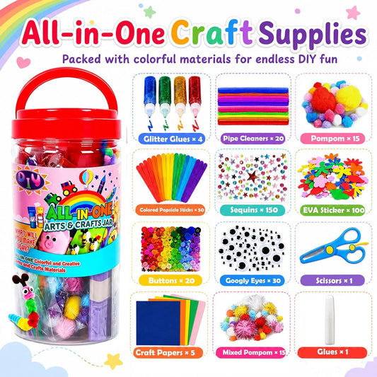 FUNZBO Arts and Crafts Supplies for Kids - Toddler DIY School Craft Set