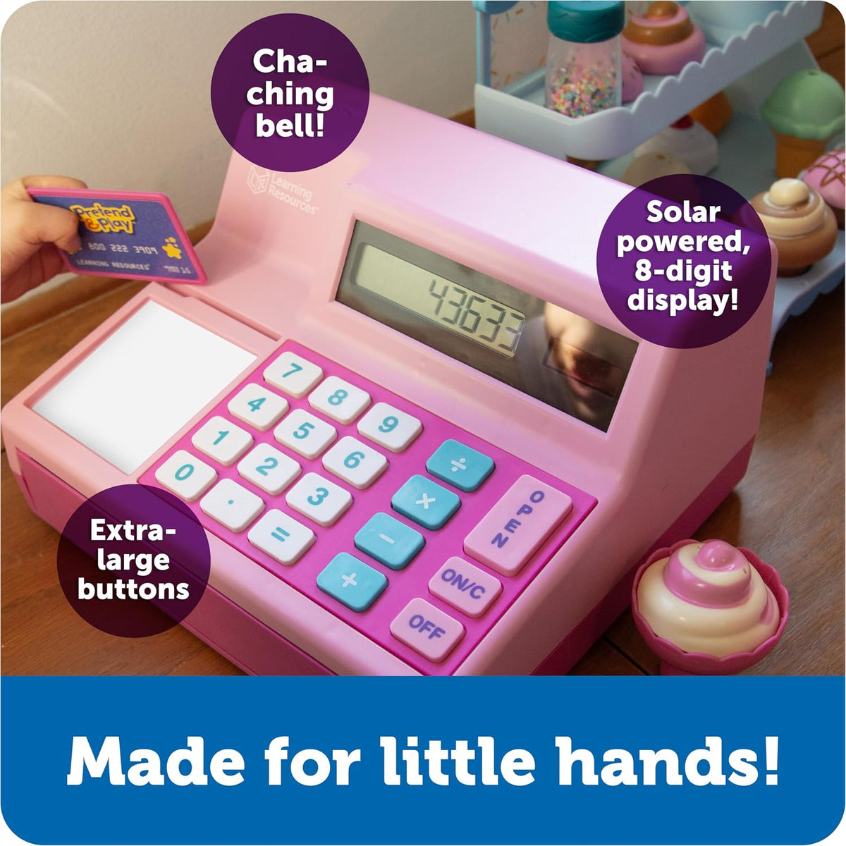 Learning Resources Pretend & Play Calculator Register Toy, Pink