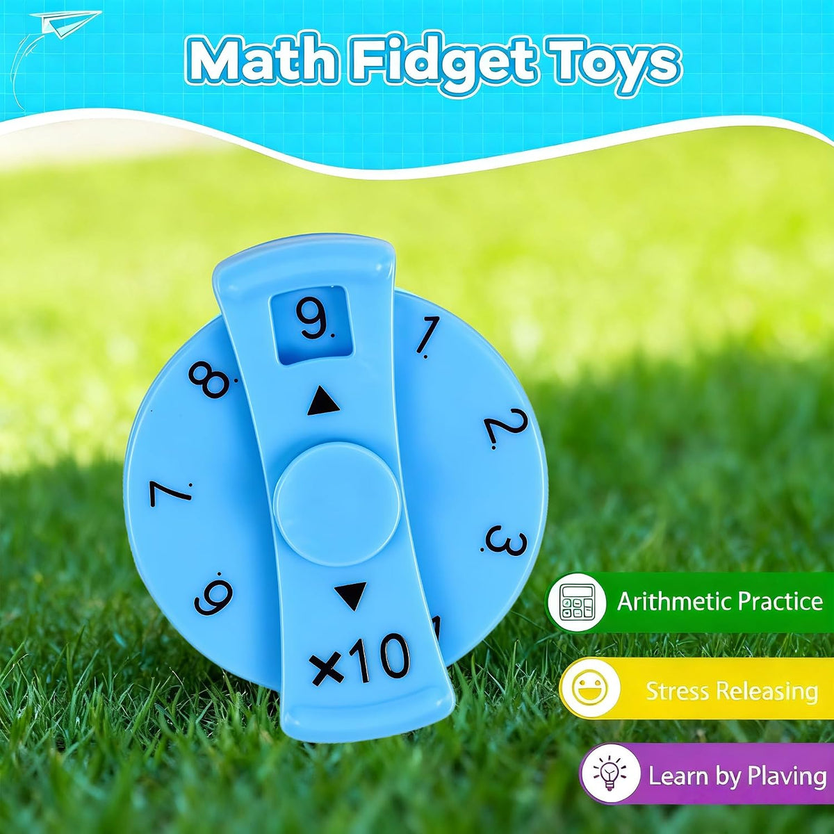 9 Pcs Math Fidget Spinners, Math Fidget Toy Learn Multiplication Division