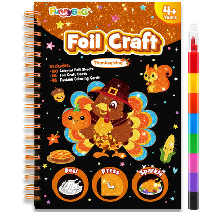 FUNNYB&G Foil Art Craft Kit for Kids, Sparkly Birthday Gift Toy for Girls