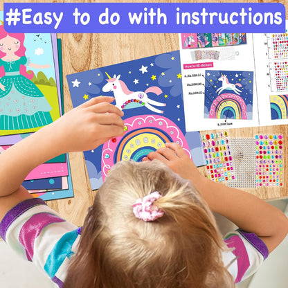 EZCRA Gem Sticker Kit for Kids - 990+ Stickers, 8 Unicorn Princess Themes