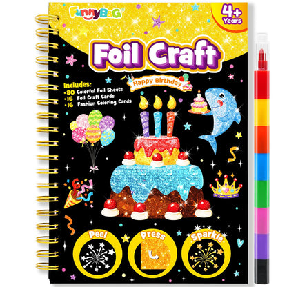FUNNYB&G Foil Art Craft Kit for Kids, Sparkly Birthday Gift Toy for Girls