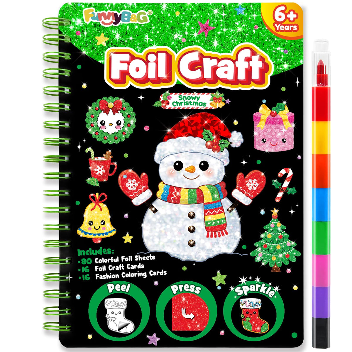 FUNNYB&G Foil Art Craft Kit for Kids, Sparkly Birthday Gift Toy for Girls