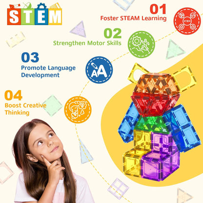 60 PCS Magnetic Building Tiles Kids Toys STEM Magnetic Blocks Sensory Toys