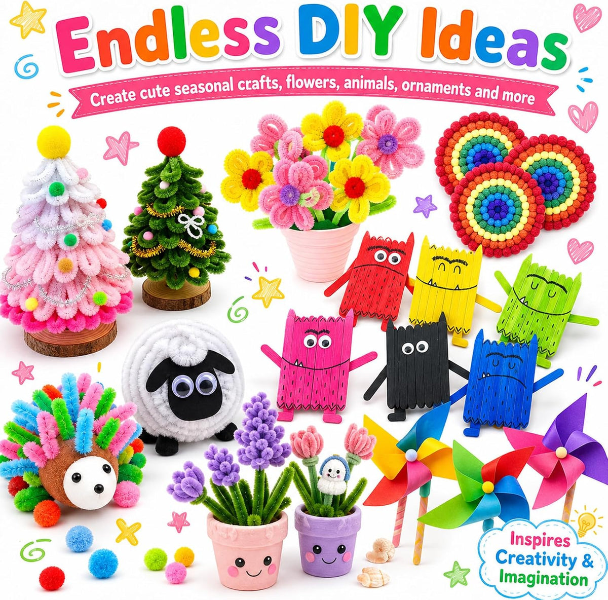 FUNZBO Arts and Crafts Supplies for Kids - Toddler DIY School Craft Set