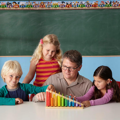 Melissa & Doug Add & Subtract Abacus - Educational Toy with 55 Colorful Beads and Sturdy Wooden Construction