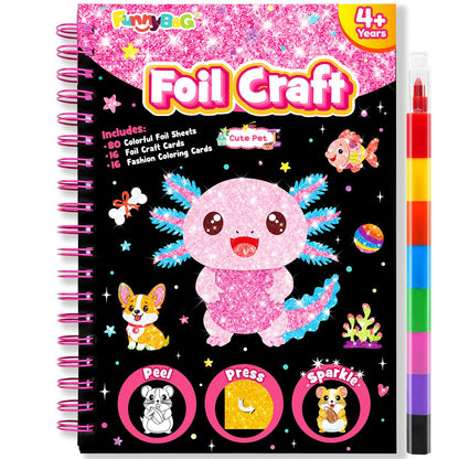 FUNNYB&G Foil Art Craft Kit for Kids, Sparkly Birthday Gift Toy for Girls