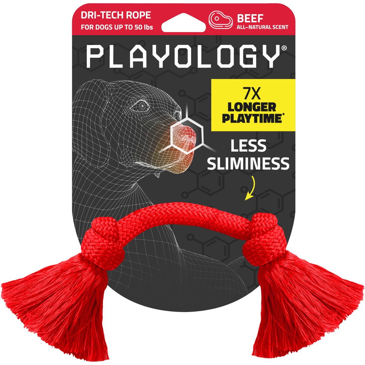 Playology Tug Rope Dog Toys for Large Dogs - Jumbo, Peanut Butter Scent
