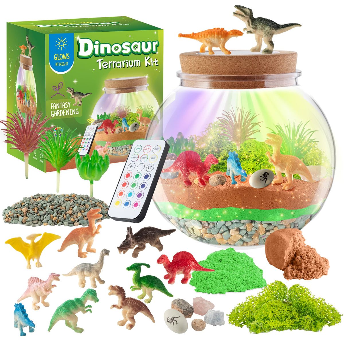 JOYEEMAX Unicorn Light-Up Terrarium Kit for Kids - LED Night Light Birthday Gift for Girls Ages 4 5 6 7 8-12 Year Old - Unicorn Toys for Girls - DIY Arts and Crafts Kit for Kids