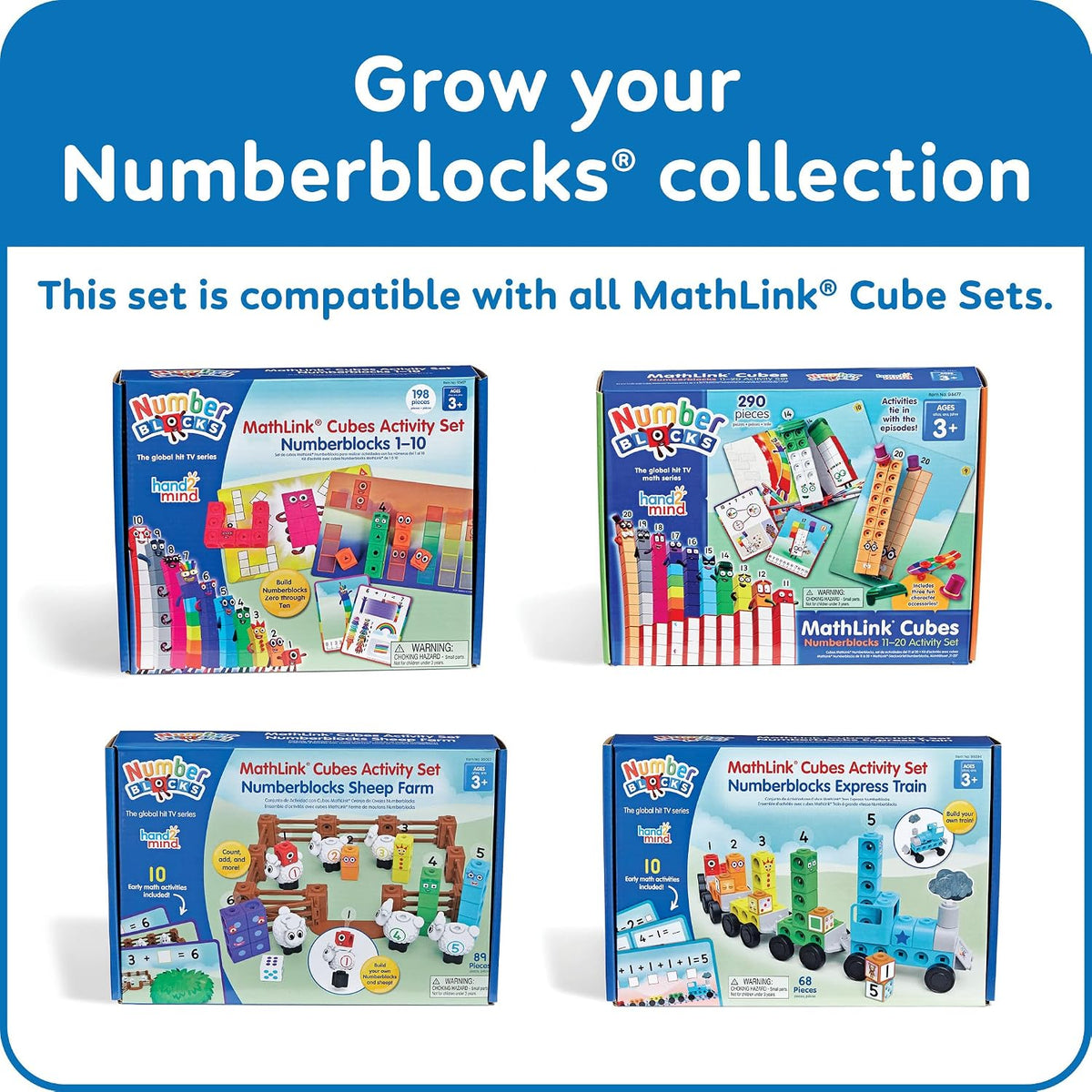 hand2mind Numberblocks Express Train MathLink Cubes Activity Set, Ages 3+
