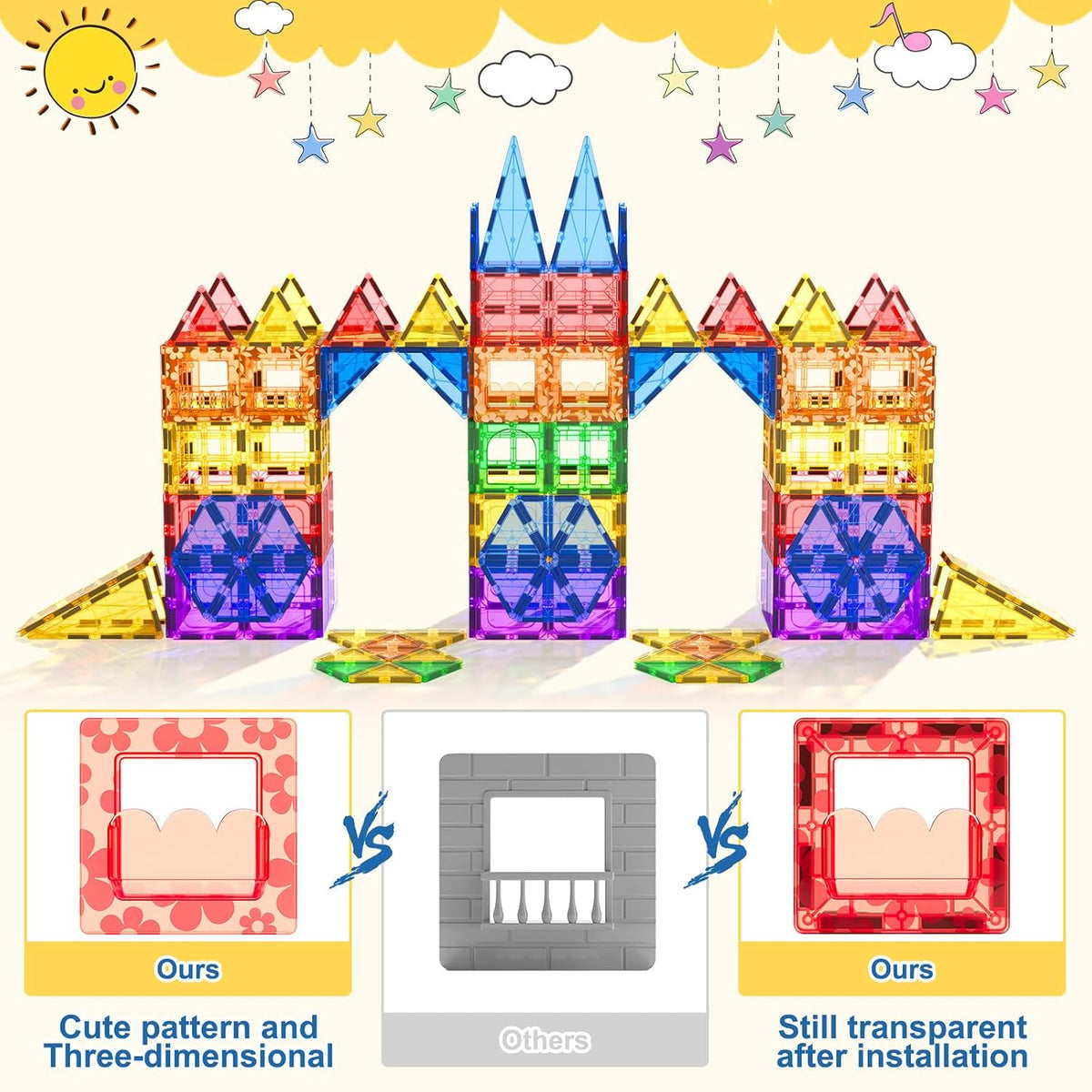 60 PCS Magnetic Building Tiles Kids Toys STEM Magnetic Blocks Sensory Toys