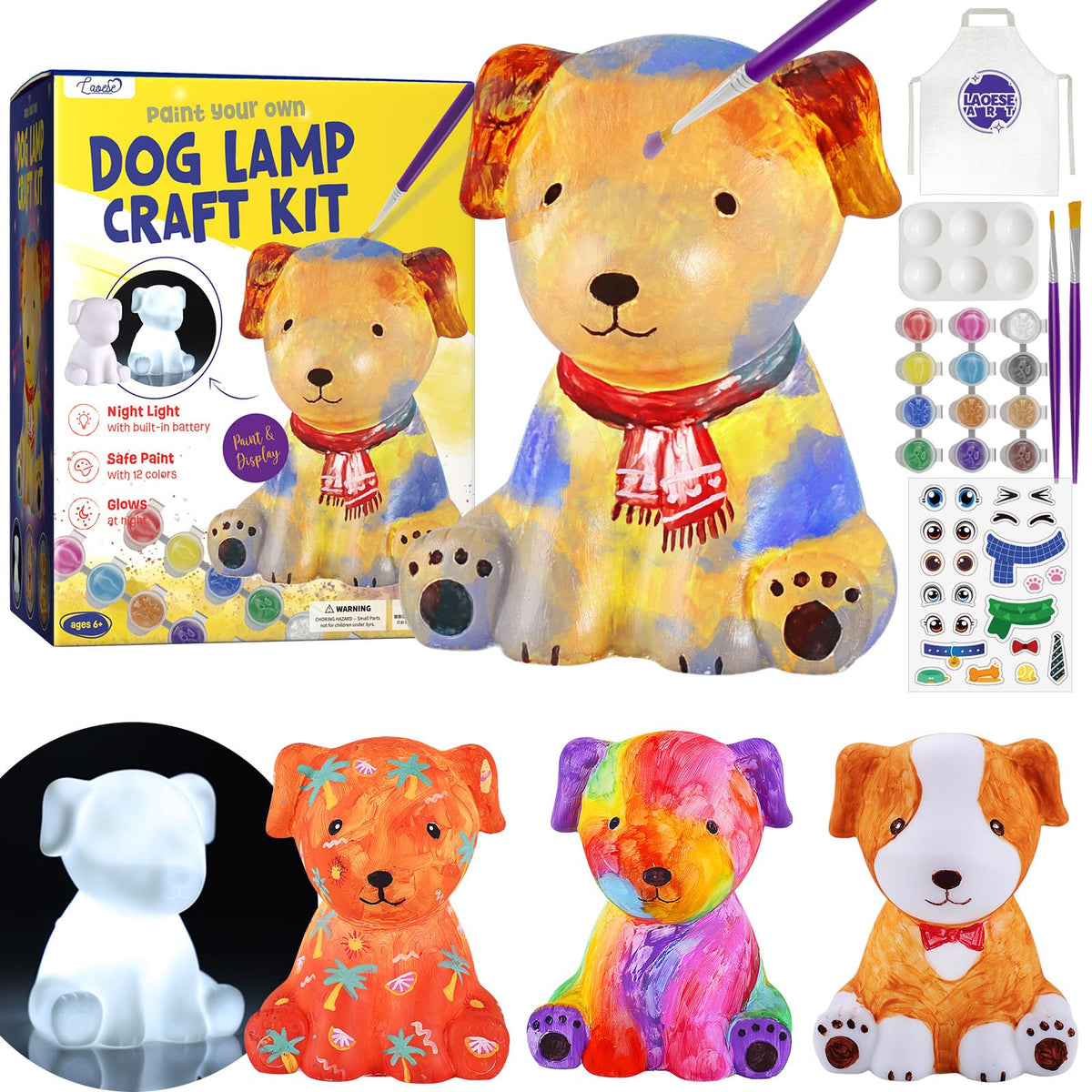 Paint Your Own Dinosaur Lamp Kit, Crafts for Kids Ages 6-12, Gifts for Boys