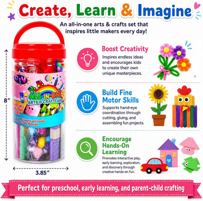 FUNZBO Arts and Crafts Supplies for Kids - Toddler DIY School Craft Set