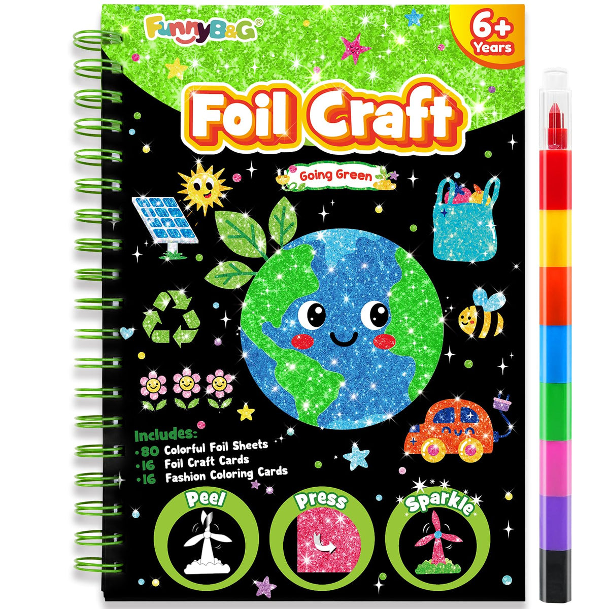 FUNNYB&G Foil Art Craft Kit for Kids, Sparkly Birthday Gift Toy for Girls