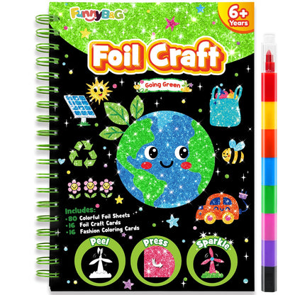 FUNNYB&G Foil Art Craft Kit for Kids, Sparkly Birthday Gift Toy for Girls
