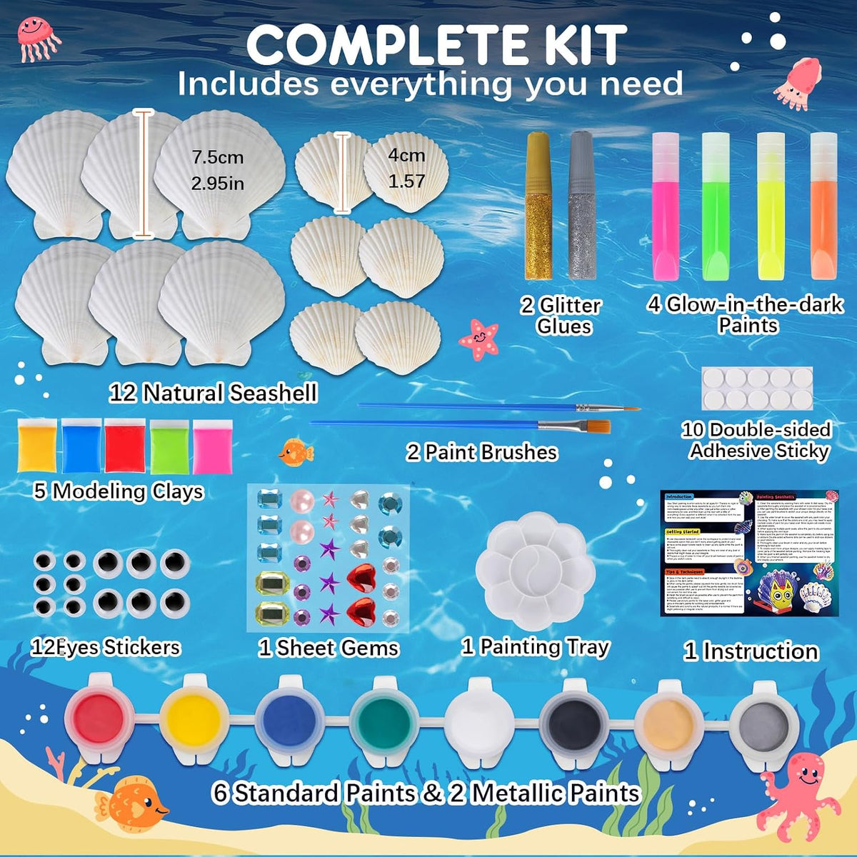 Shell Painting Kit for Kids, Arts and Crafts Gifts for Girls Boys Ages 6-12