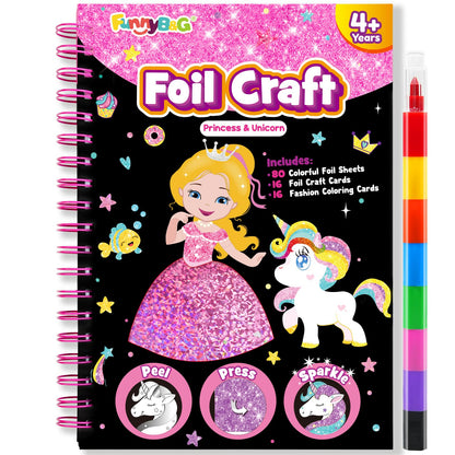 FUNNYB&G Foil Art Craft Kit for Kids, Sparkly Birthday Gift Toy for Girls