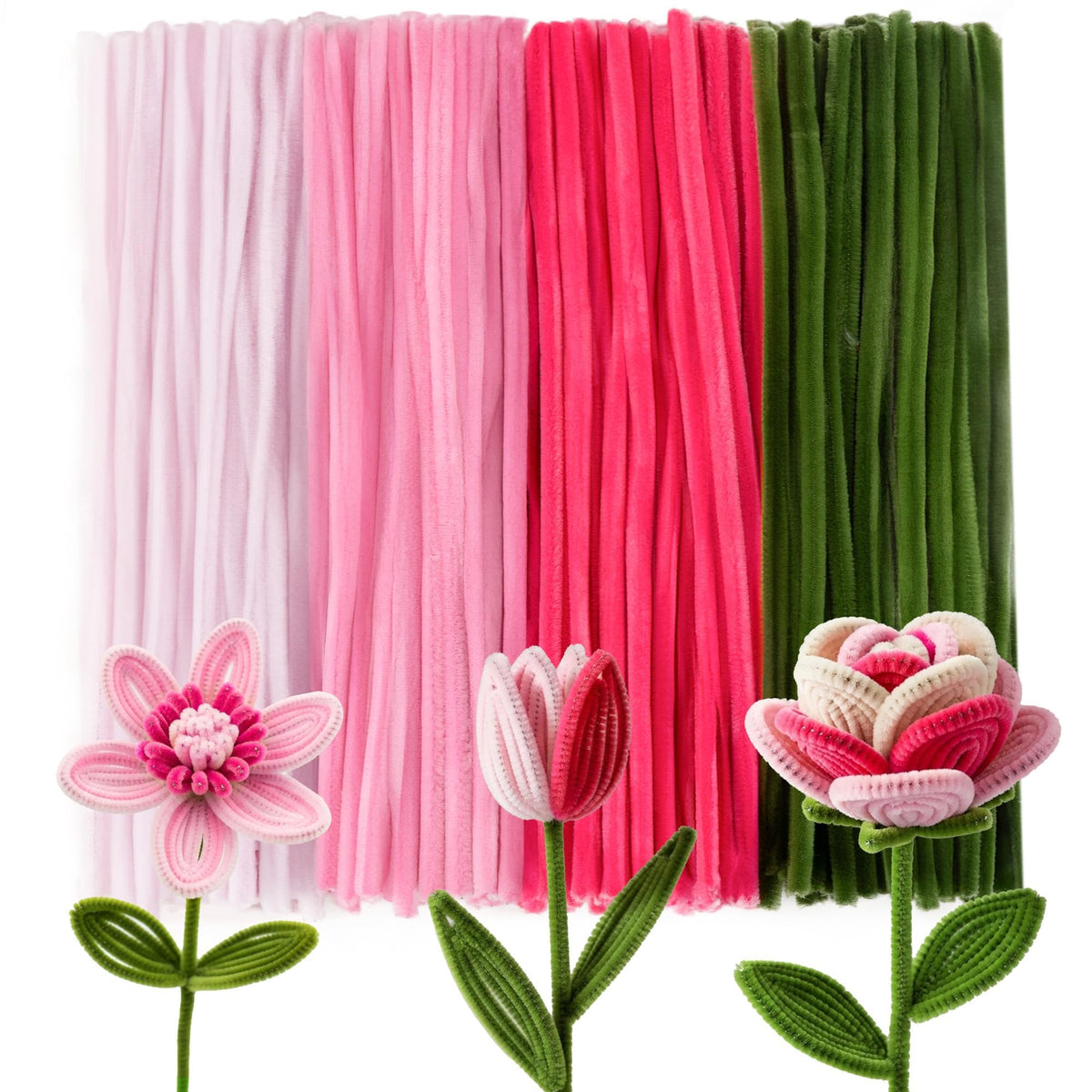 Caydo 200PCS Thick Pipe Cleaners Craft, 20 Colors Chenille Stems