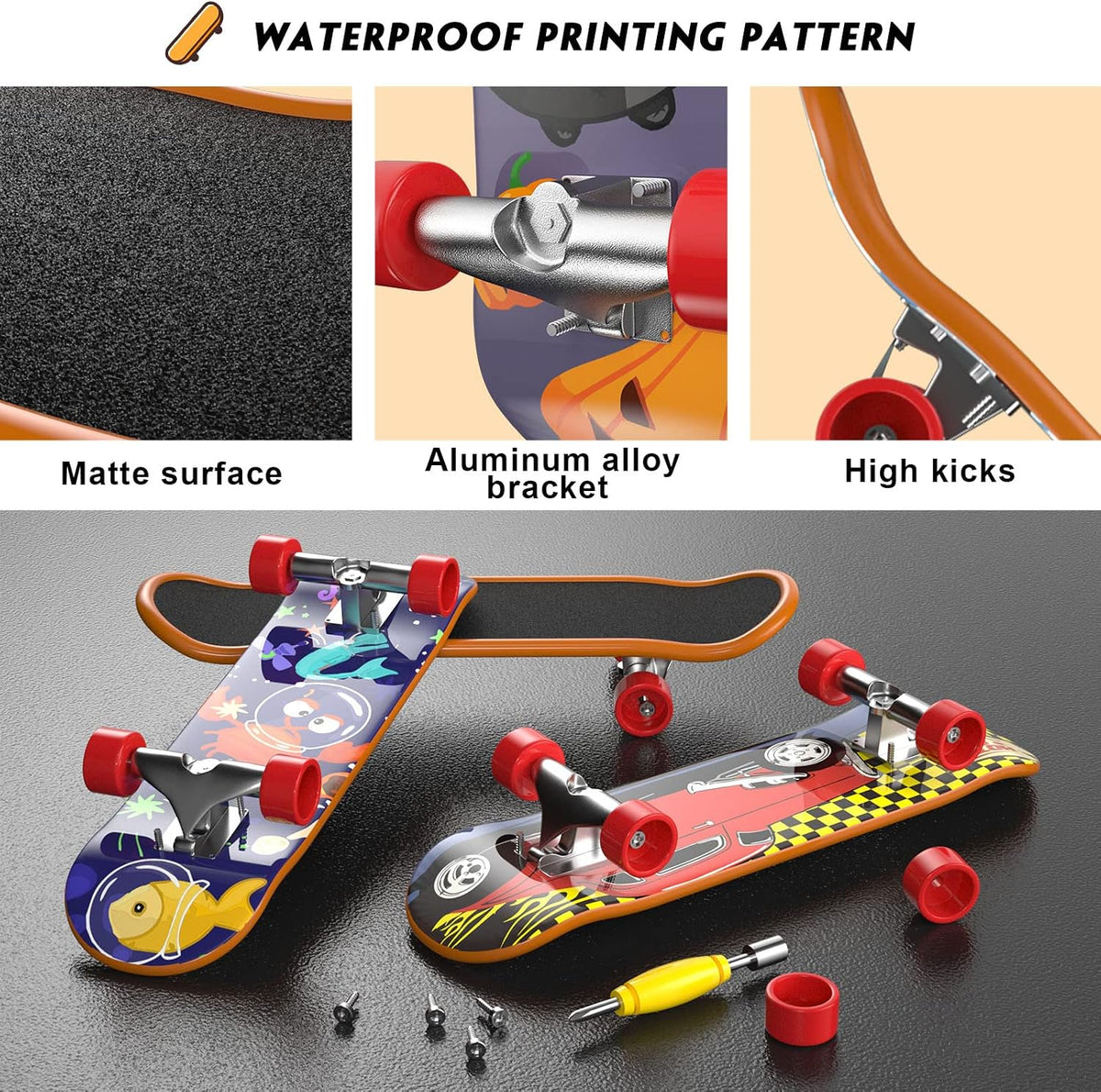 Fingerboard Mini Finger Skateboards 12PCS Professional Finger Boards Set Creative Fingertips Movement, Mini Skateboard Starter Kit Finger Sports Party Favors Novelty