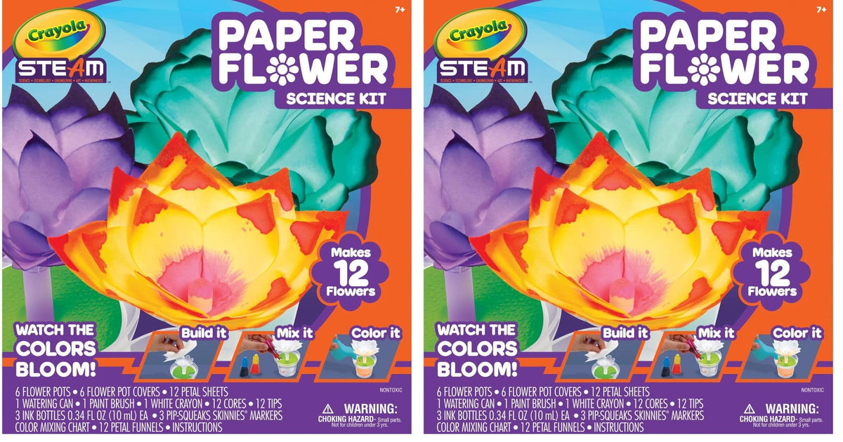 Crayola Paper Flower Science Kit, Color Changing Flowers, Gift for Kids Ages 7, 8, 9, 10
