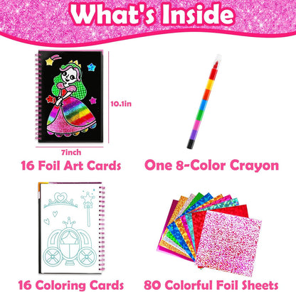 FUNNYB&G Foil Art Craft Kit for Kids, Sparkly Birthday Gift Toy for Girls