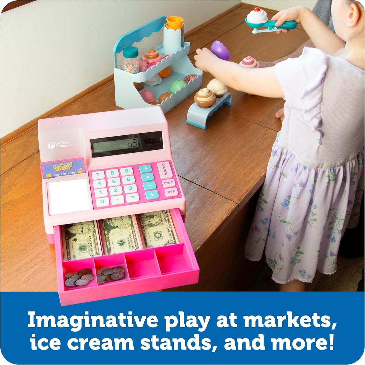 Learning Resources Pretend & Play Calculator Register Toy, Pink