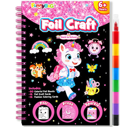 FUNNYB&G Foil Art Craft Kit for Kids, Sparkly Birthday Gift Toy for Girls