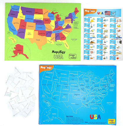 Imagimake Mapology USA Map Jigsaw Puzzle, Learn States, Capitals with Flags