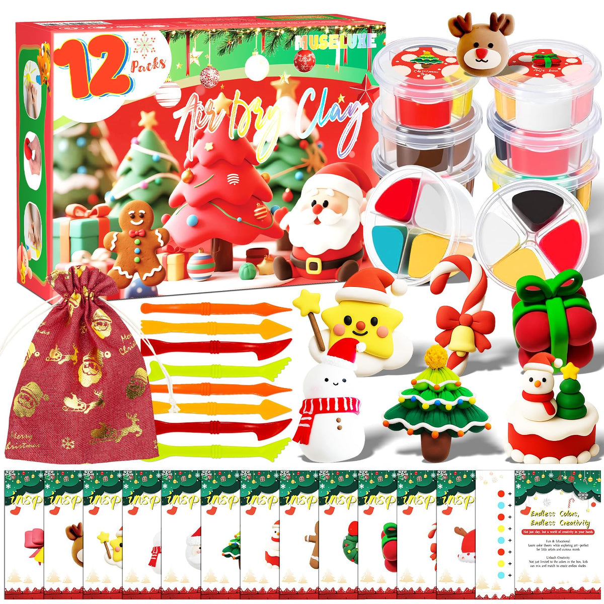 MuseLuxe Air Dry Clay - 32 Colors Modeling Clay Kit with 3 Sculpting Tools