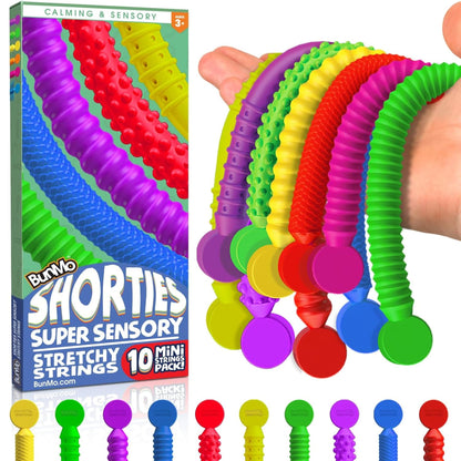 BUNMO Sensory Toys - Stretchy Noodle Strings - Stimulating & Addictive Fidget Toys for Kids - Hours of Fun for Kids - Worry Noodles - Smooth 6 Pack