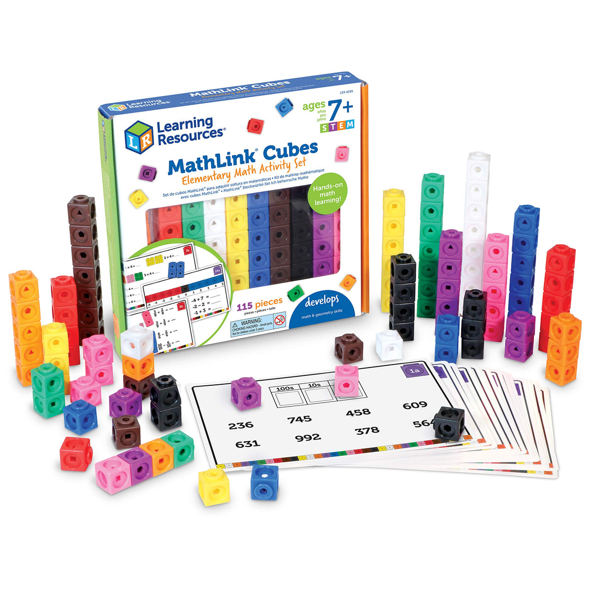 Learning Resources MathLink Cubes Kindergarten Math Activity Set Sea Adventures! - 115 Pieces, Age 5+, STEM Teaching Toys, Kindergartner Games
