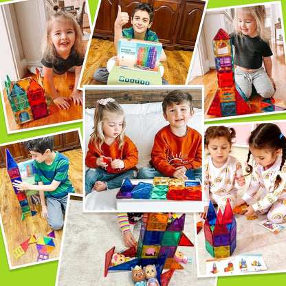 Coodoo Magnetic Tiles Kids Toys STEM Magnet Toy for Toddler Magnetic Blocks Building Preschool Learning Sensory Montessori Toys for 3+ Year Old Boys and Girls, Safe Creativity Toddler Kids Toy 40PCS