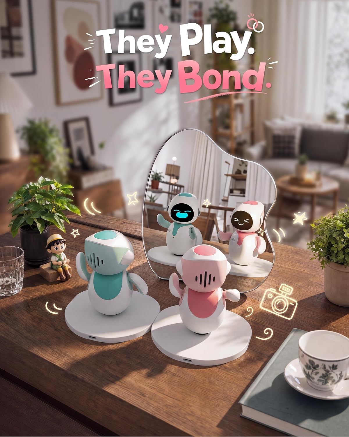 ENERGIZE LAB Eilik –Your Desktop Companion Full of Personality with Expressive Animations & Reactions, Touch-Responsive Play, Mini Games, Robot for Adults & Kids