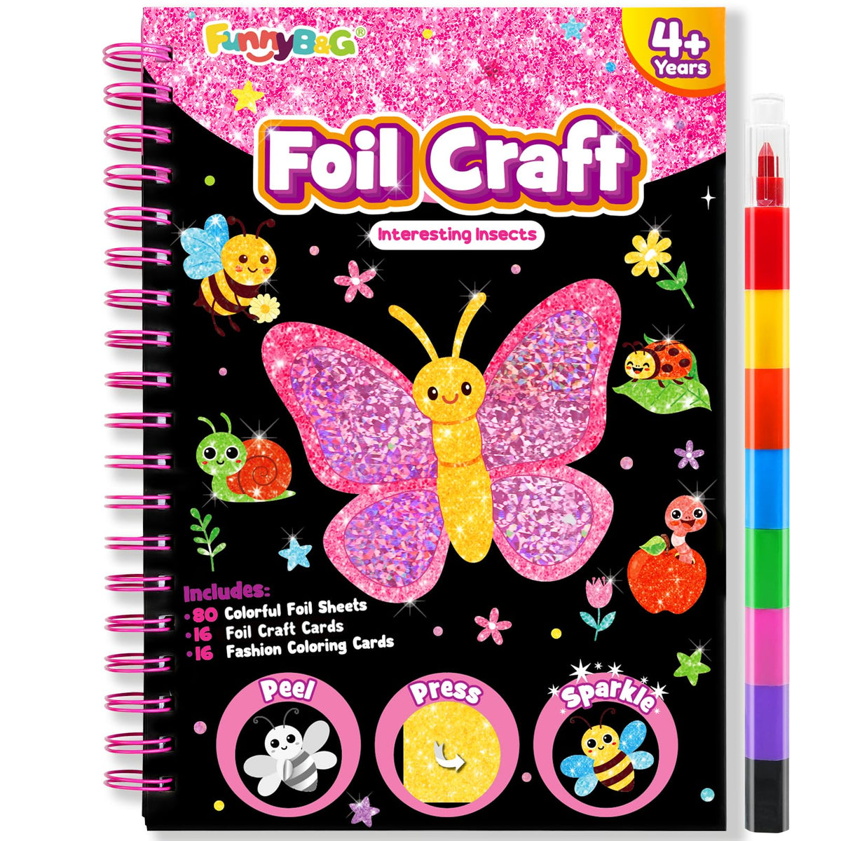 FUNNYB&G Foil Art Craft Kit for Kids, Sparkly Birthday Gift Toy for Girls