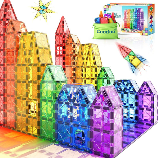 Coodoo Magnetic Tiles Kids Toys STEM Magnet Toy for Toddler Magnetic Blocks Building Preschool Learning Sensory Montessori Toys for 3+ Year Old Boys and Girls, Safe Creativity Toddler Kids Toy 40PCS
