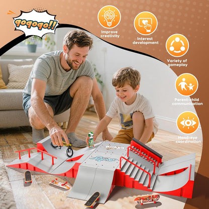 14-in-1 Fingerboard Skatepark Set with 8 Finger Skateboards and Finger Bike