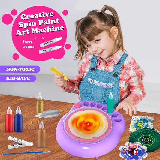 Spin Art Machine for Kids, Paint Spinner Arts and Crafts Gift Kit, Ages 6+