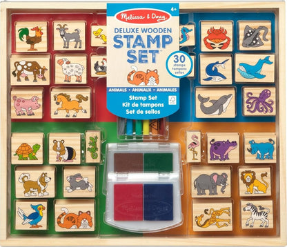 Melissa & Doug Deluxe Animals Wooden Stamp Set with Markers