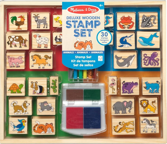 Melissa & Doug Deluxe Animals Wooden Stamp Set with Markers