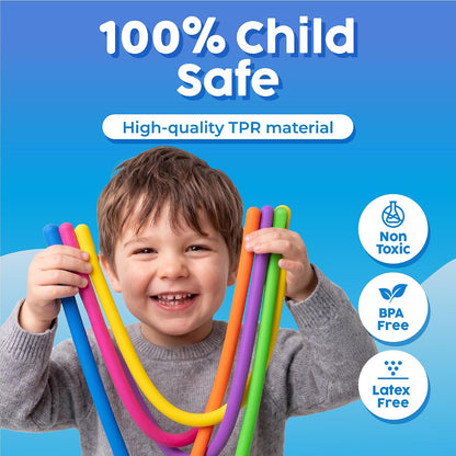 BUNMO Sensory Toys - Stretchy Noodle Strings - Stimulating & Addictive Fidget Toys for Kids - Hours of Fun for Kids - Worry Noodles - Smooth 6 Pack
