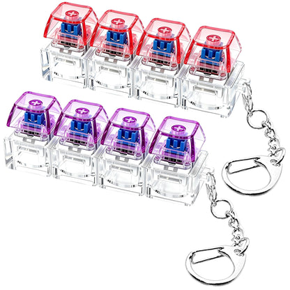2 PCS Keyboard Fidget Toy, Keyboard Fidget Keychain 4-in-1 Keyboard Decompression Button Finger Clicker Toys, Keychain Button Stress Relief Fidget Gifts to Relief Stress (Transparent)