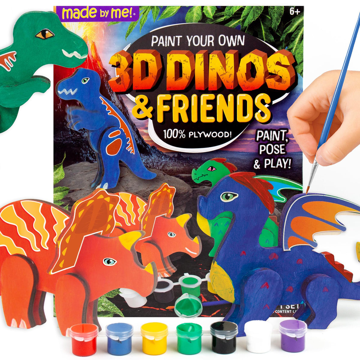 Made By Me Build & Paint Your Own Wooden Toys, DIY Wood Craft Kit, Easy to Assemble, 3 Cars