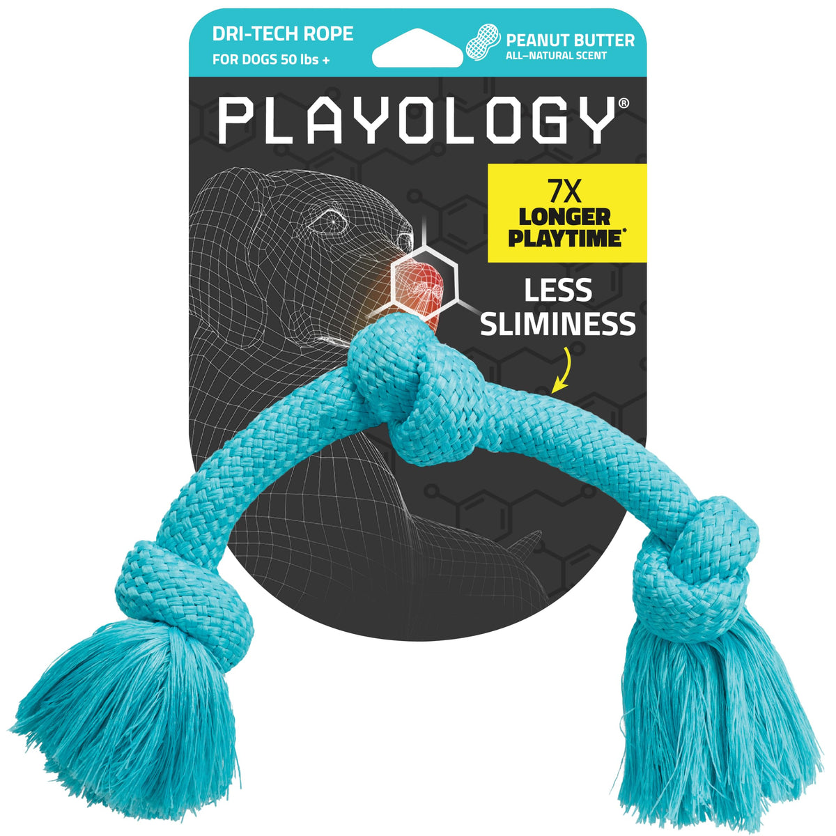 Playology Tug Rope Dog Toys for Large Dogs - Jumbo, Peanut Butter Scent