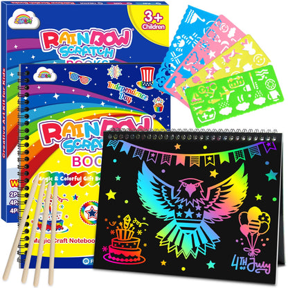 ZMLM Scratch Paper Art-Crafts Gift: 2 Pack Rainbow Notebooks Supplies Toys
