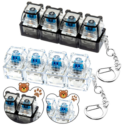 2 PCS Keyboard Fidget Toy, Keyboard Fidget Keychain 4-in-1 Keyboard Decompression Button Finger Clicker Toys, Keychain Button Stress Relief Fidget Gifts to Relief Stress (Transparent)
