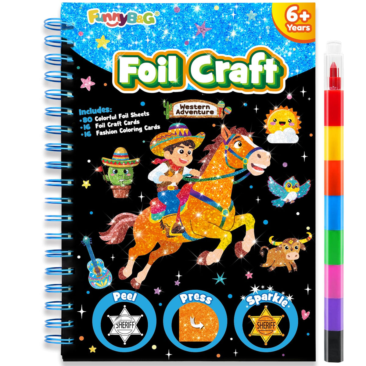 FUNNYB&G Foil Art Craft Kit for Kids, Sparkly Birthday Gift Toy for Girls