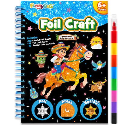 FUNNYB&G Foil Art Craft Kit for Kids, Sparkly Birthday Gift Toy for Girls
