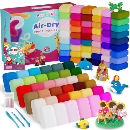 Aestd-ST Air Dry Clay 66 Colors, Modeling Clay for Kids, DIY Magic Clay