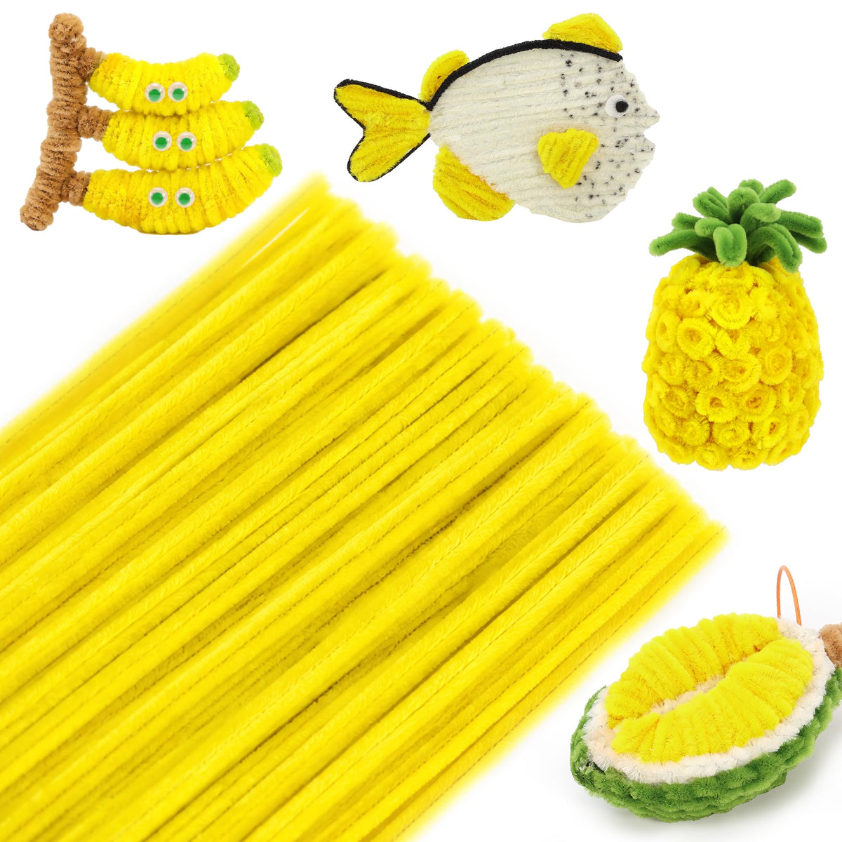 Caydo 200PCS Thick Pipe Cleaners Craft, 20 Colors Chenille Stems